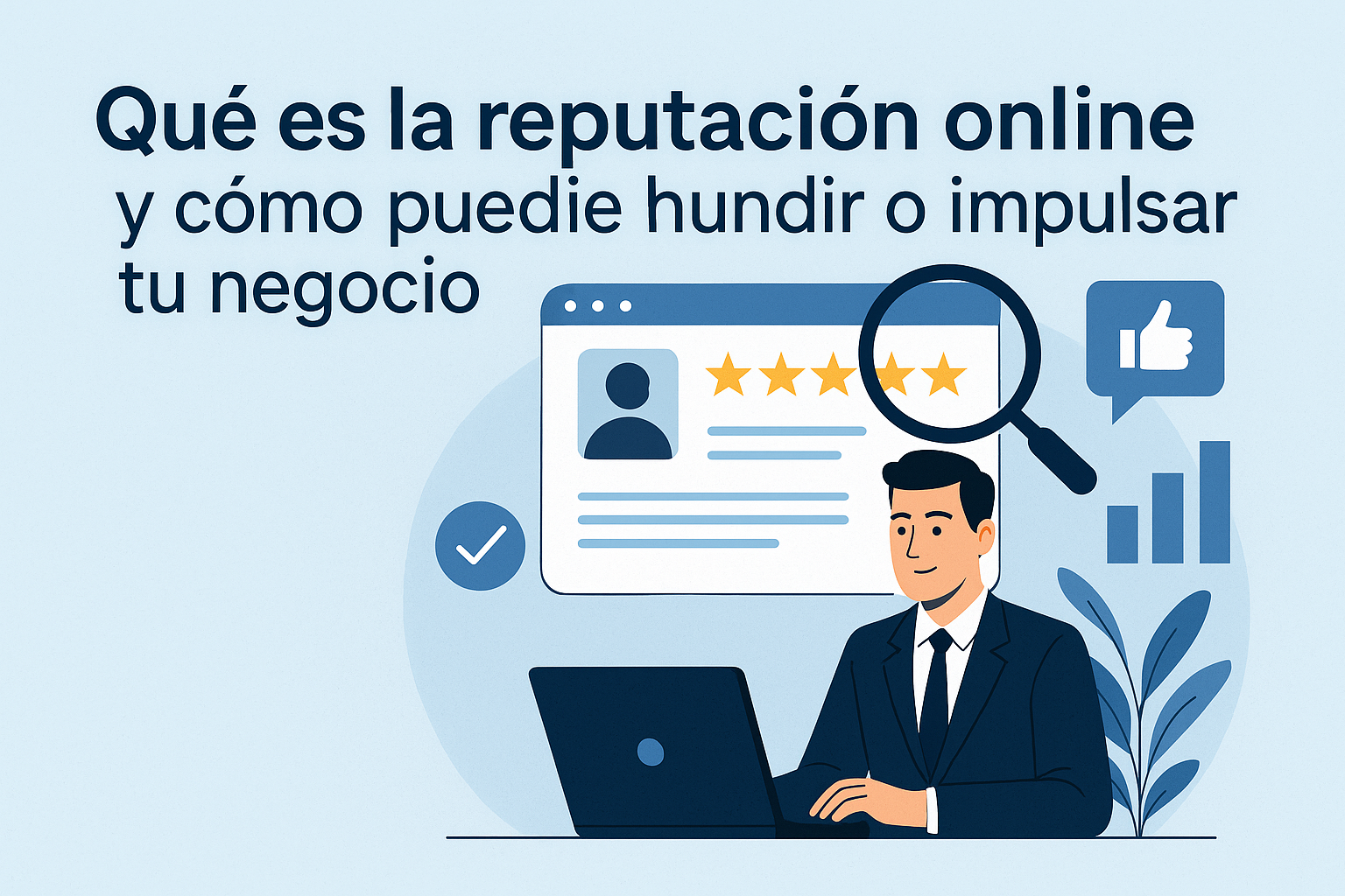 Especialista revisando la reputación digital de una marca en varios dispositivos