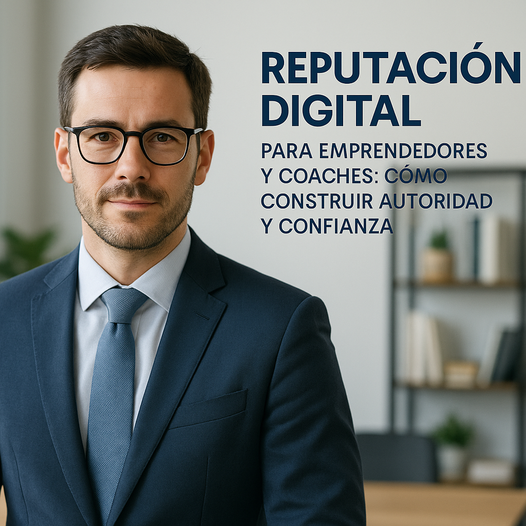 Emprendedora liderando una sesión mientras gestiona su reputación digital